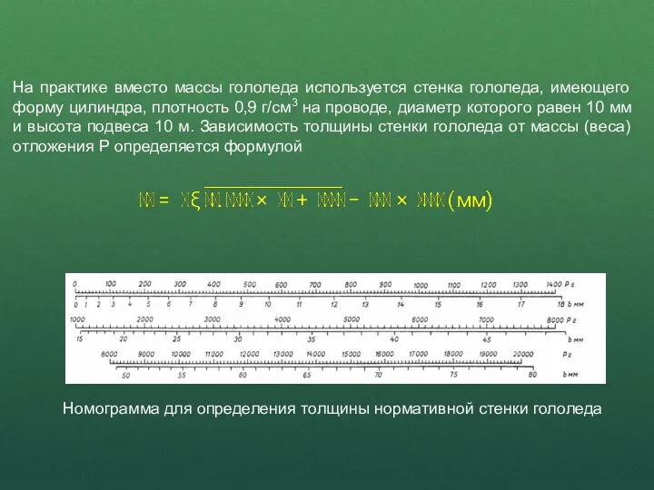 На практике вместо массы гололеда используется стенка гололеда, имеющего форму