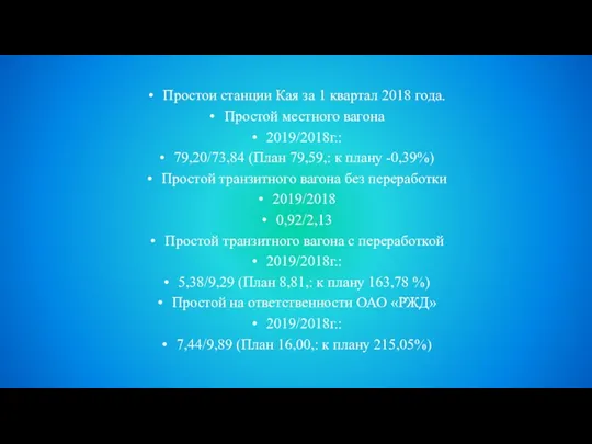 Простои станции Кая за 1 квартал 2018 года. Простой местного