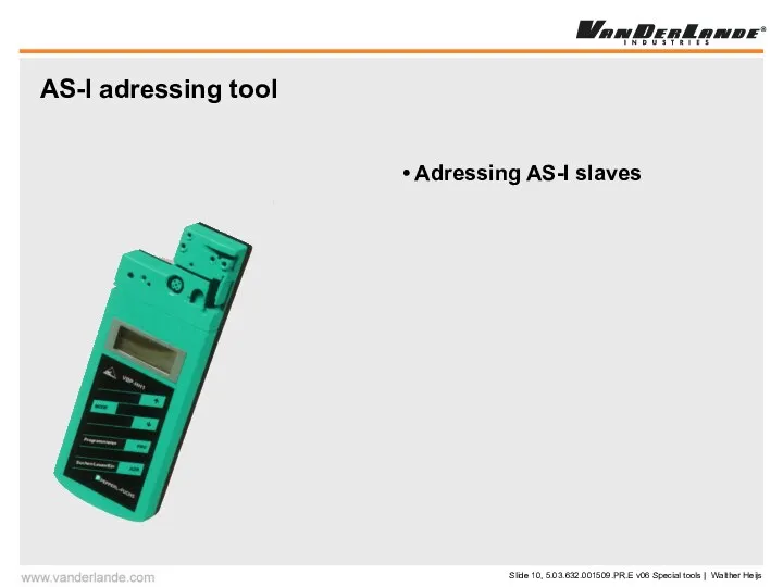 AS-I adressing tool Adressing AS-I slaves