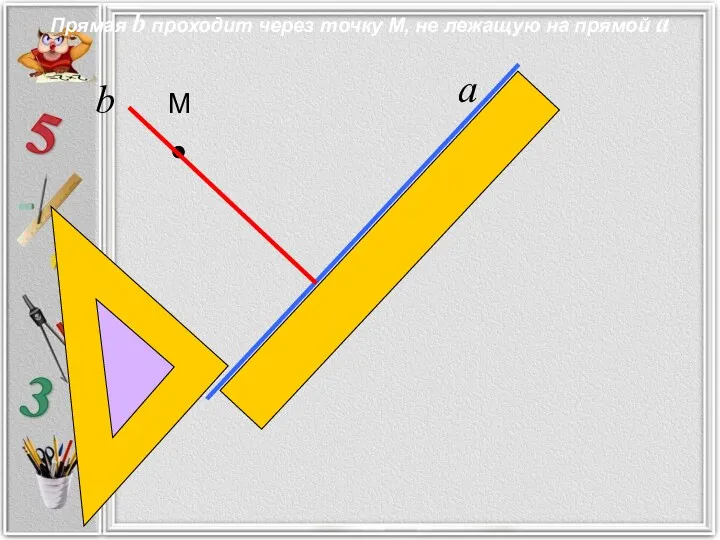 М Прямая b проходит через точку М, не лежащую на прямой а а b