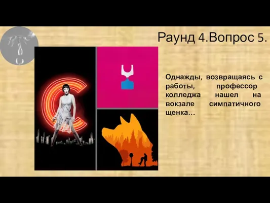 Раунд 4.Вопрос 5. Однажды, возвращаясь с работы, профессор колледжа нашел на вокзале симпатичного щенка…