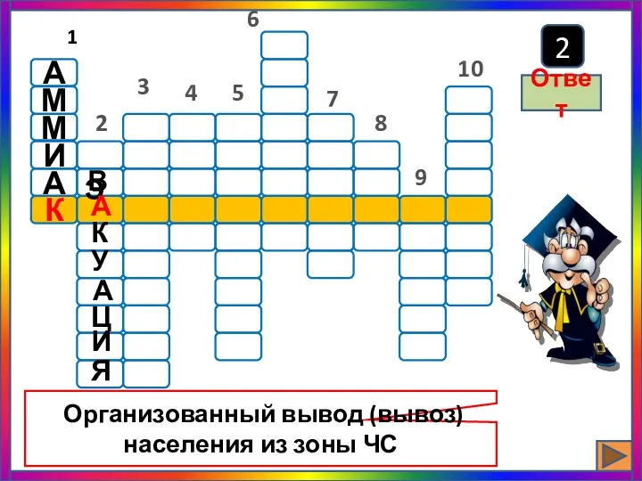 6 Организованный вывод (вывоз) населения из зоны ЧС Ответ 2