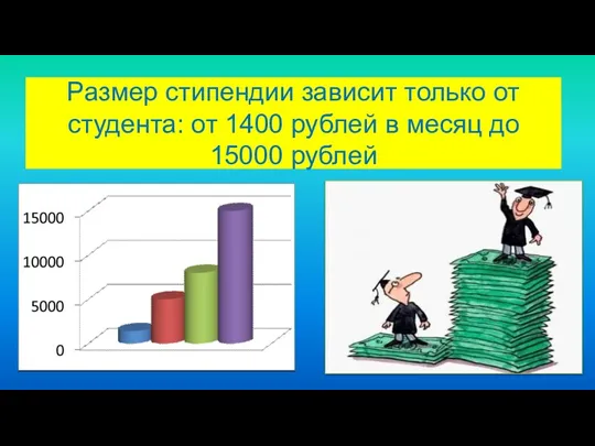 Размер стипендии зависит только от студента: от 1400 рублей в месяц до 15000 рублей