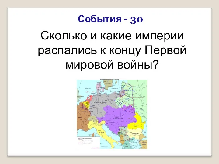 События - 30 Сколько и какие империи распались к концу Первой мировой войны?