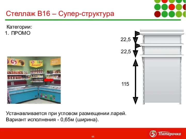 Стеллаж В16 – Супер-структура 115 22,5 22,5 Категории: ПРОМО Устанавливается