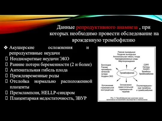 Данные репродуктивного анамнеза , при которых необходимо провести обследование на