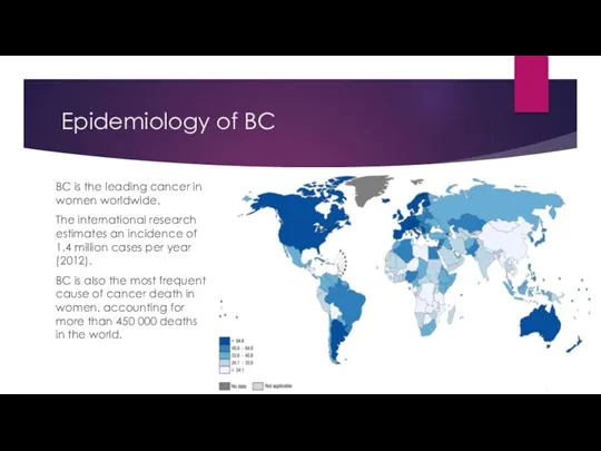 Epidemiology of BC BC is the leading cancer in women