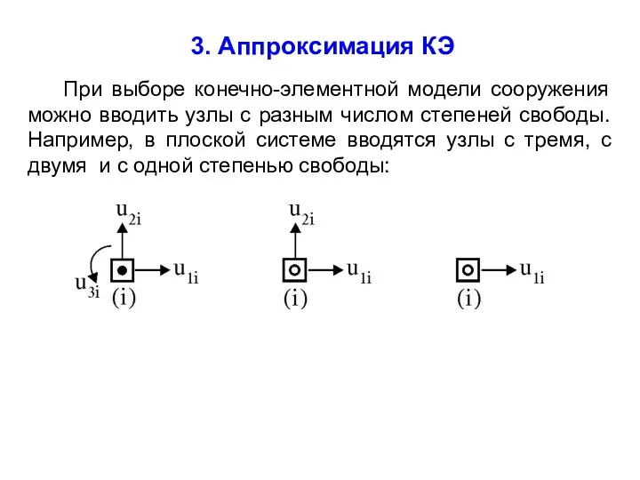 3. Аппроксимация КЭ При выборе конечно-элементной модели сооружения можно вводить