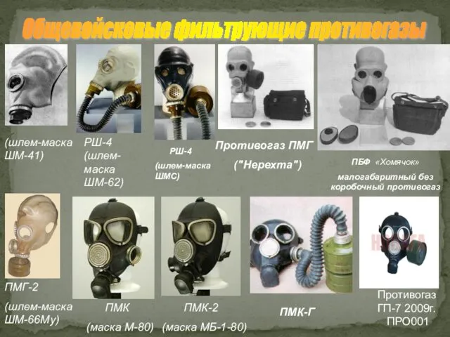 Общевойсковые фильтрующие противогазы РШ-4 (шлем-маска ШМС) РШ-4 (шлем-маска ШМ-62) Противогаз