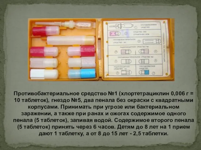 Противобактериальное средство №1 (хлортетрациклин 0,006 г = 10 таблеток), гнездо