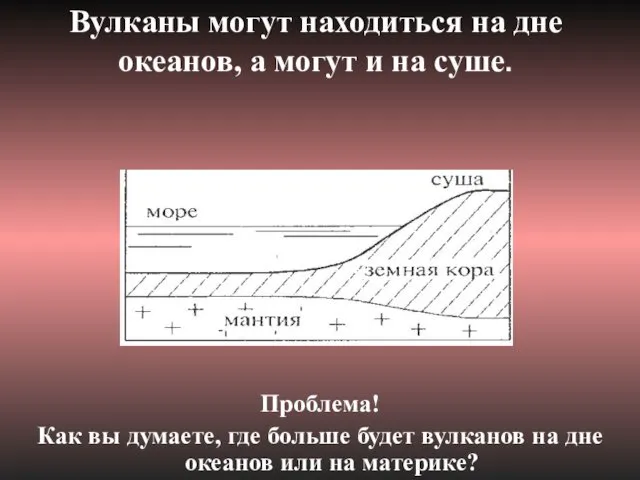 Вулканы могут находиться на дне океанов, а могут и на