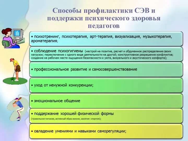 Способы профилактики СЭВ и поддержки психического здоровья педагогов