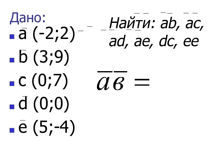 а (-2;2) b (3;9) с (0;7) d (0;0) е (5;-4)