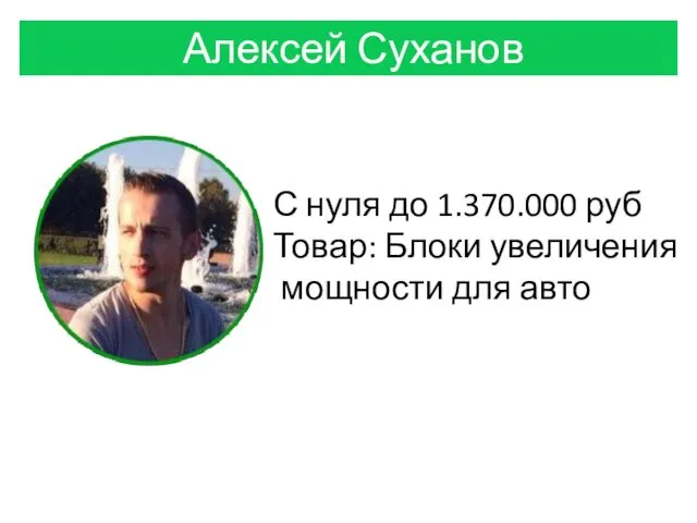 С нуля до 1.370.000 руб Товар: Блоки увеличения мощности для авто Алексей Суханов