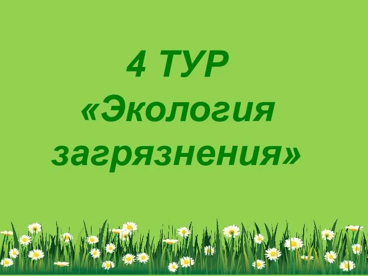 4 ТУР «Экология загрязнения»