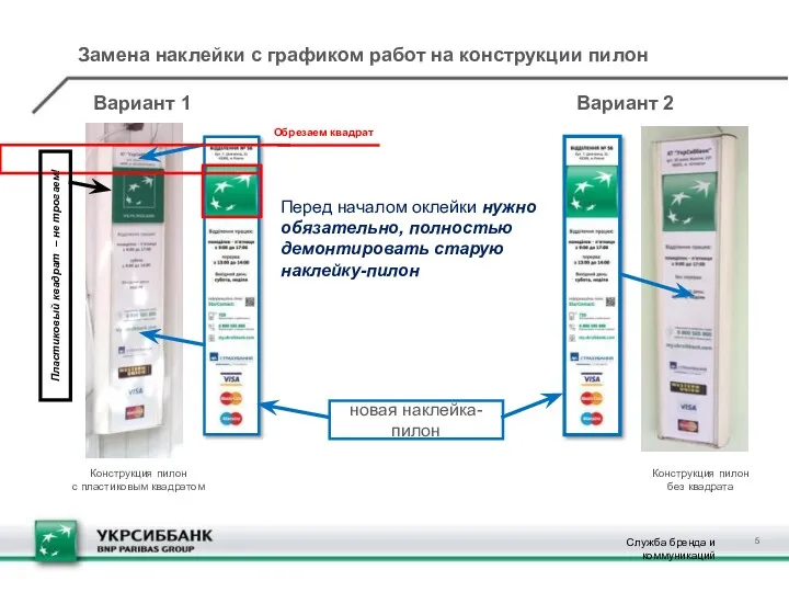 Замена наклейки с графиком работ на конструкции пилон Конструкция пилон