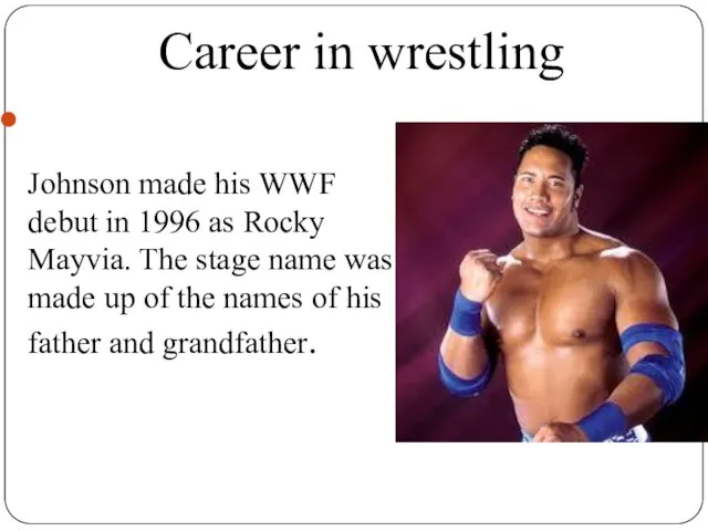 Career in wrestling Johnson made his WWF debut in 1996
