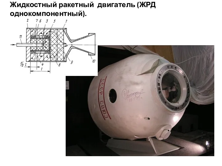 Жидкостный ракетный двигатель (ЖРД однокомпонентный).