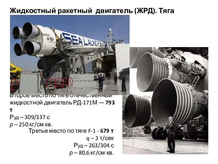 Жидкостный ракетный двигатель (ЖРД). Тяга Второе место по тяге отечественный