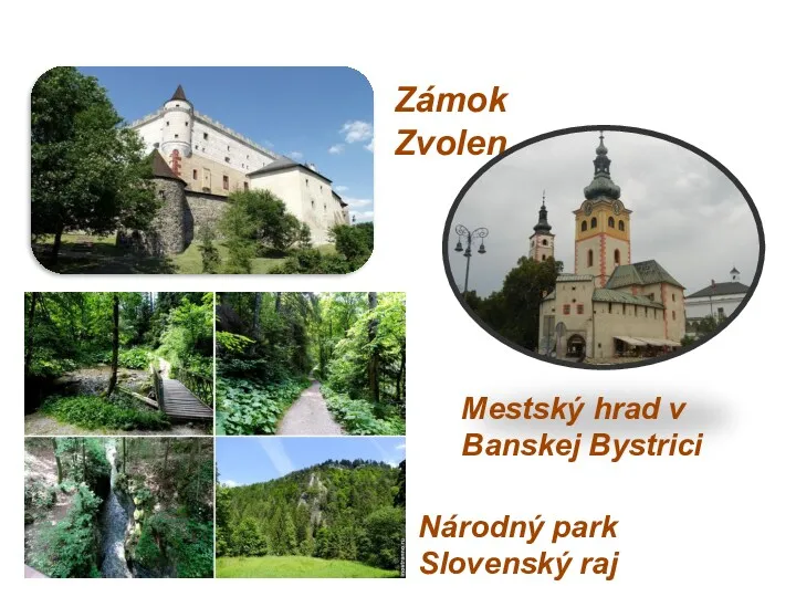 Príloha Zámok Zvolen Mestský hrad v Banskej Bystrici Národný park Slovenský raj