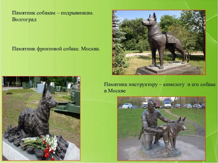Памятник инструктору – кинологу и его собаке в Москве Памятник