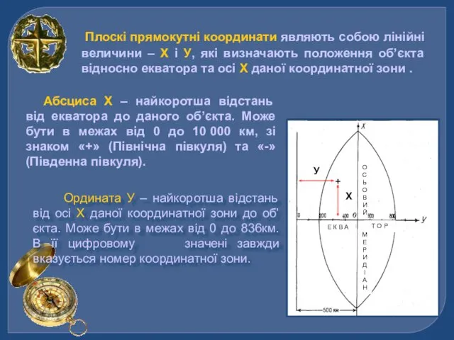 Плоскі прямокутні координати являють собою лінійні величини – Х і