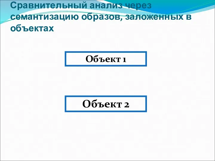 Сравнительный анализ через семантизацию образов, заложенных в объектах Объект 2 Объект 1