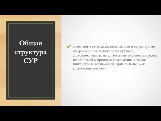 Общая структура СУР включает в себя должностных лиц и структурные