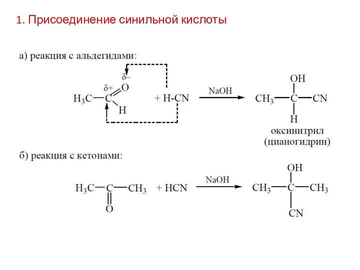 1. Присоединение синильной кислоты