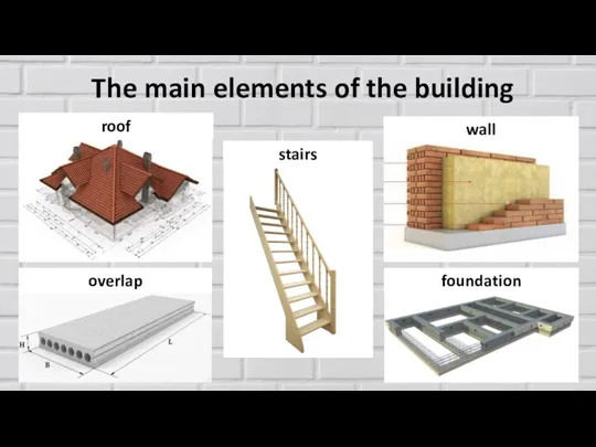 The main elements of the building roof overlap foundation stairs wall