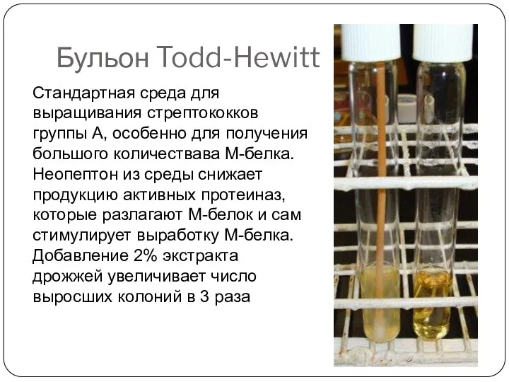 Бульон Todd-Hewitt Стандартная среда для выращивания стрептококков группы А, особенно