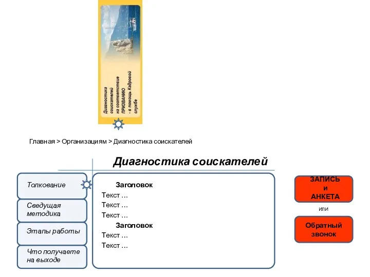 Заголовок Текст … Текст … Текст … Заголовок Текст …