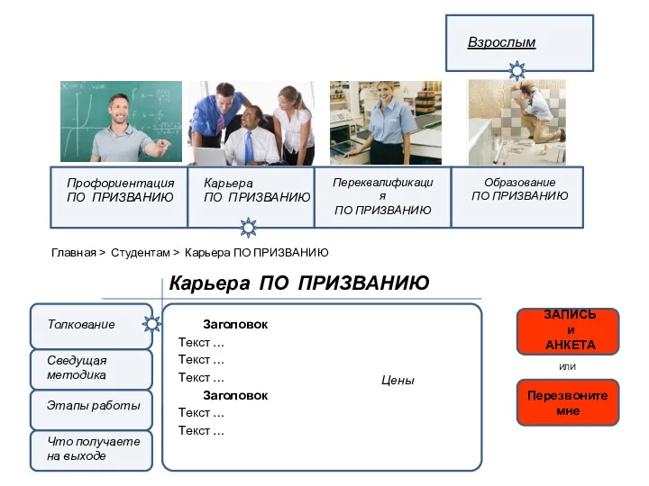 Заголовок Текст … Текст … Текст … Заголовок Текст …