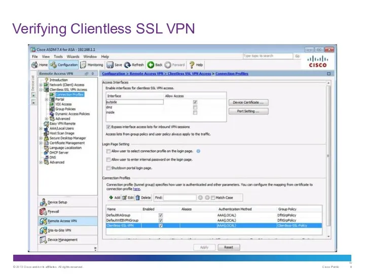 Verifying Clientless SSL VPN