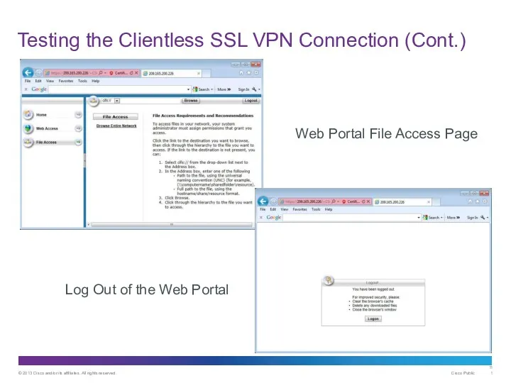 Testing the Clientless SSL VPN Connection (Cont.) Log Out of