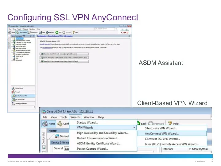 Configuring SSL VPN AnyConnect Client-Based VPN Wizard ASDM Assistant