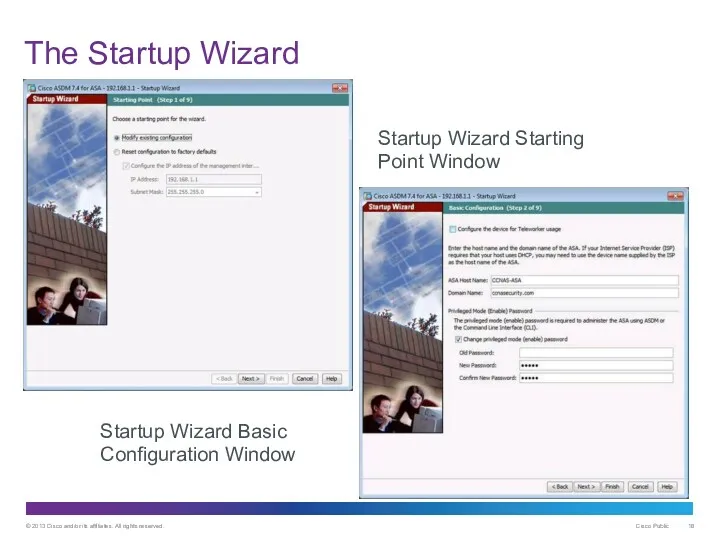 The Startup Wizard Startup Wizard Starting Point Window Startup Wizard Basic Configuration Window