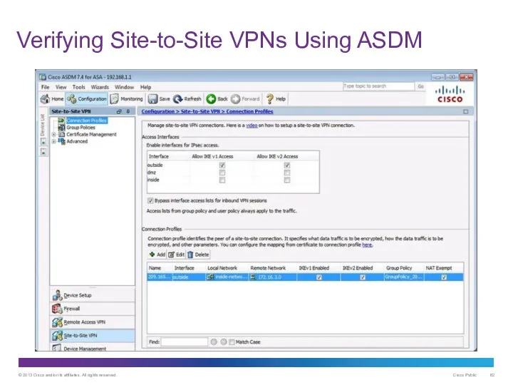 Verifying Site-to-Site VPNs Using ASDM