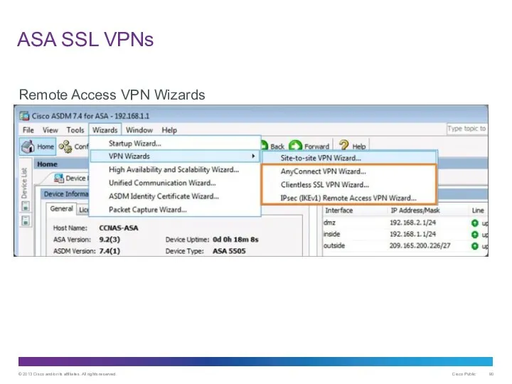 ASA SSL VPNs Remote Access VPN Wizards