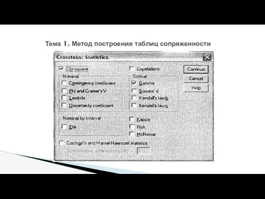 Тема 1. Метод построения таблиц сопряженности