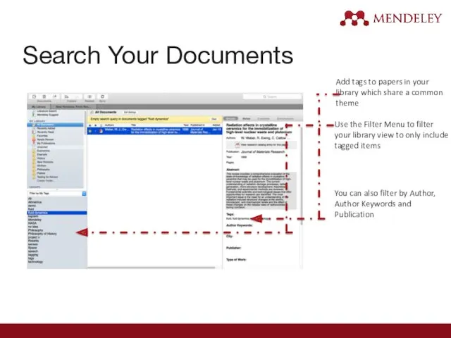 Search Your Documents Add tags to papers in your library which share a