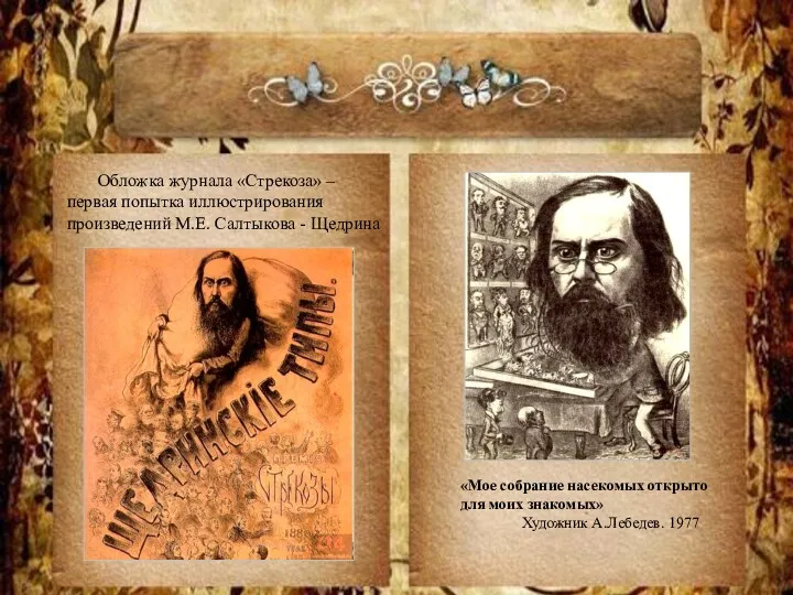 Обложка журнала «Стрекоза» – первая попытка иллюстрирования произведений М.Е. Салтыкова