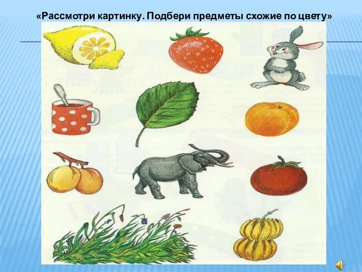 «Рассмотри картинку. Подбери предметы схожие по цвету»