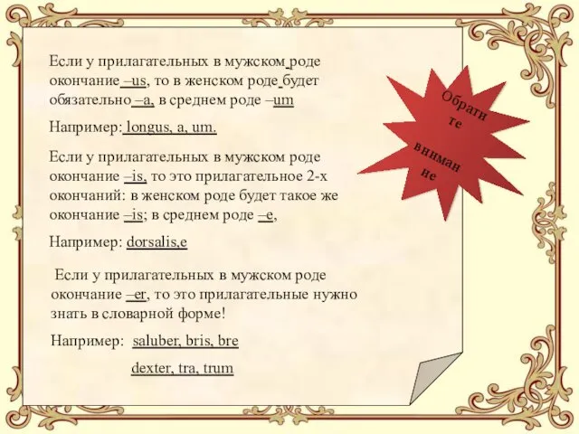 Если у прилагательных в мужском роде окончание –us, то в женском роде будет