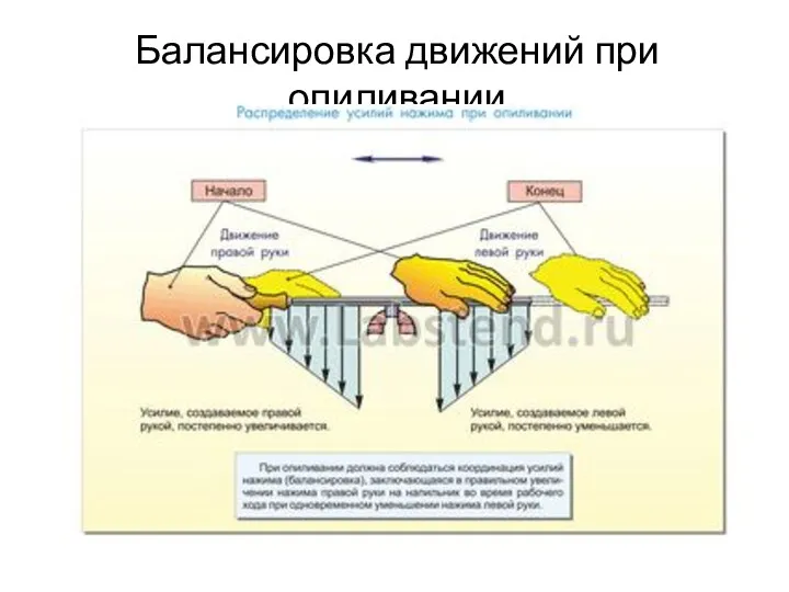 Балансировка движений при опиливании