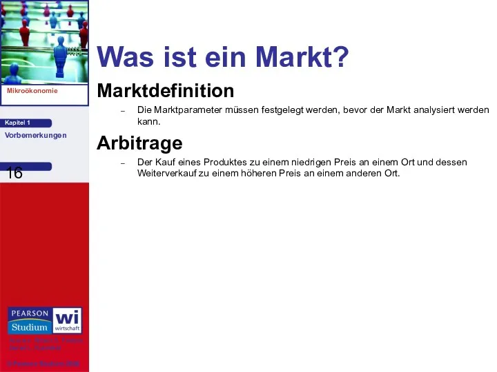 Was ist ein Markt? Marktdefinition Die Marktparameter müssen festgelegt werden, bevor der Markt