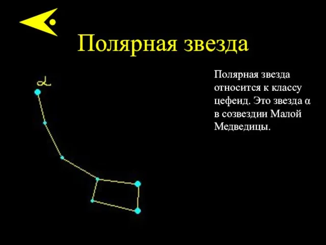 Полярная звезда Полярная звезда относится к классу цефеид. Это звезда α в созвездии Малой Медведицы.