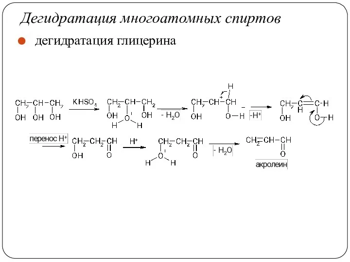 Дегидратация многоатомных спиртов дегидратация глицерина