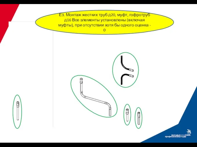 Е3. Монтаж жестких труб д20, муфт, гофротруб д16 Все элементы