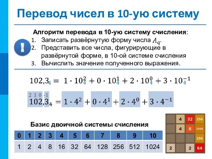 Перевод чисел в 10-ую систему 4 4 4 4 0